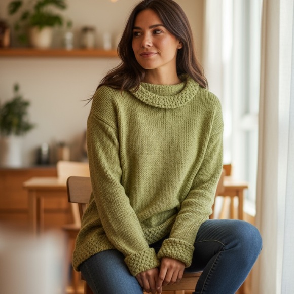 GLENDALOUGH WOOLEN MILLS HAND KNIT 100% PURE WOOL SWEATER SZ L - Picture 2 of 16